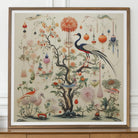 Queer Menagerie Pt 1 - Alien Bird Taxonomy Art Print, Framed Artwork Whimsical Garden Scene Birds Flowers Ornaments