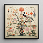 Queer Menagerie Pt 1 - Alien Bird Taxonomy Framed Canvas, 12’’x12’’ / Black Floating Frame, Framed Oriental-style Artwork