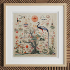 Queer Menagerie Pt 2 - Alien Bird Taxonomy Art Print, 12x12’’ / 31x31cm / Natural Frame, Framed Artwork Natural Wood Frame White Mat