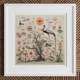 Queer Menagerie Pt 2 - Alien Bird Taxonomy Art Print, 12x12’’ / 31x31cm / White Frame / 2’’ Matboard, Framed Print Vibrant