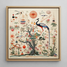 Queer Menagerie Pt 2 - Alien Bird Taxonomy Framed Canvas, 12x12’’ / 31x31cm / Natural Floating Frame, Framed Whimsical Artwork Central Tree