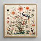 Queer Menagerie Pt 3 - Alien Bird Taxonomy Framed Canvas, 12x12’’ / 31x31cm / Natural Floating Frame, Framed Chinoiserie-style Artwork