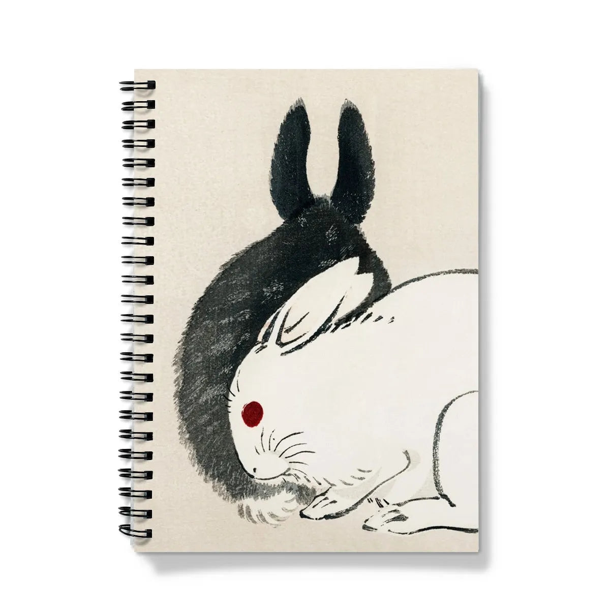 Rabbits - Black And White Meiji Art Notebook - Kōno Bairei - Notebooks & Notepads - Aesthetic Art