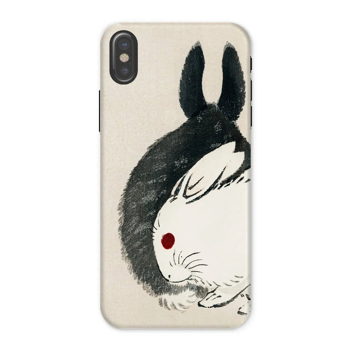 Rabbits - Black And White Meiji Art Phone Case - Kōno Bairei - Iphone x / Matte - Mobile Phone Cases - Aesthetic Art