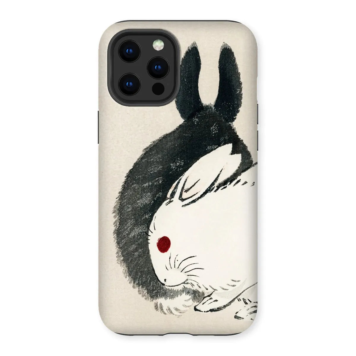 Rabbits - Black And White Meiji Art Phone Case - Kōno Bairei - Iphone 13 Pro Max / Matte - Mobile Phone Cases