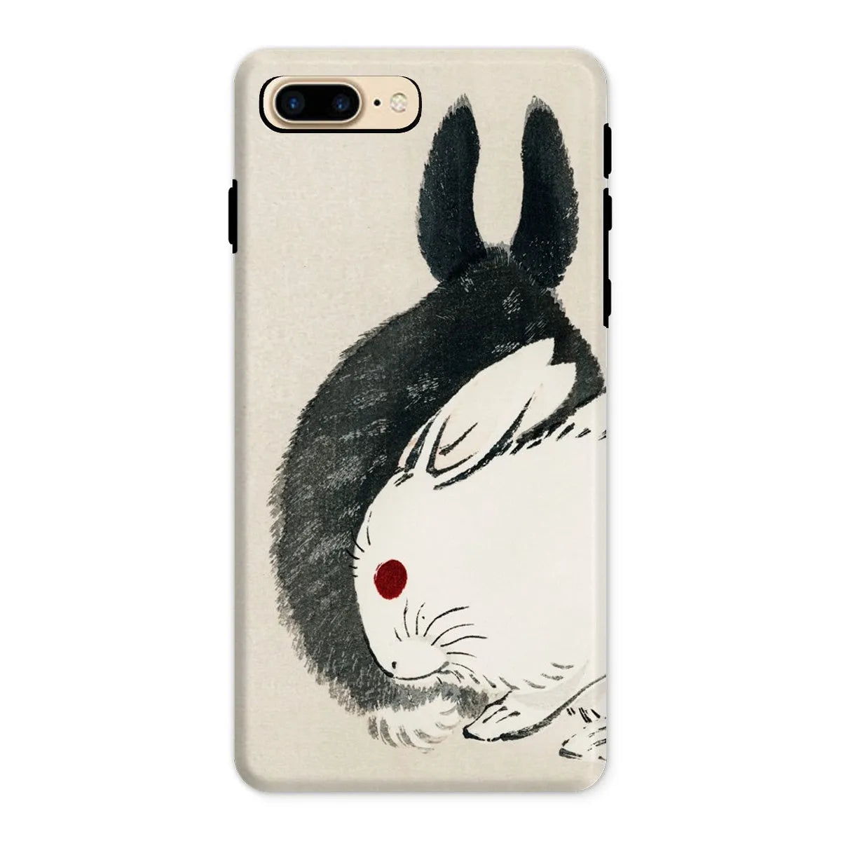 Rabbits - Black And White Meiji Art Phone Case - Kōno Bairei - Iphone 8 Plus / Matte - Mobile Phone Cases - Aesthetic