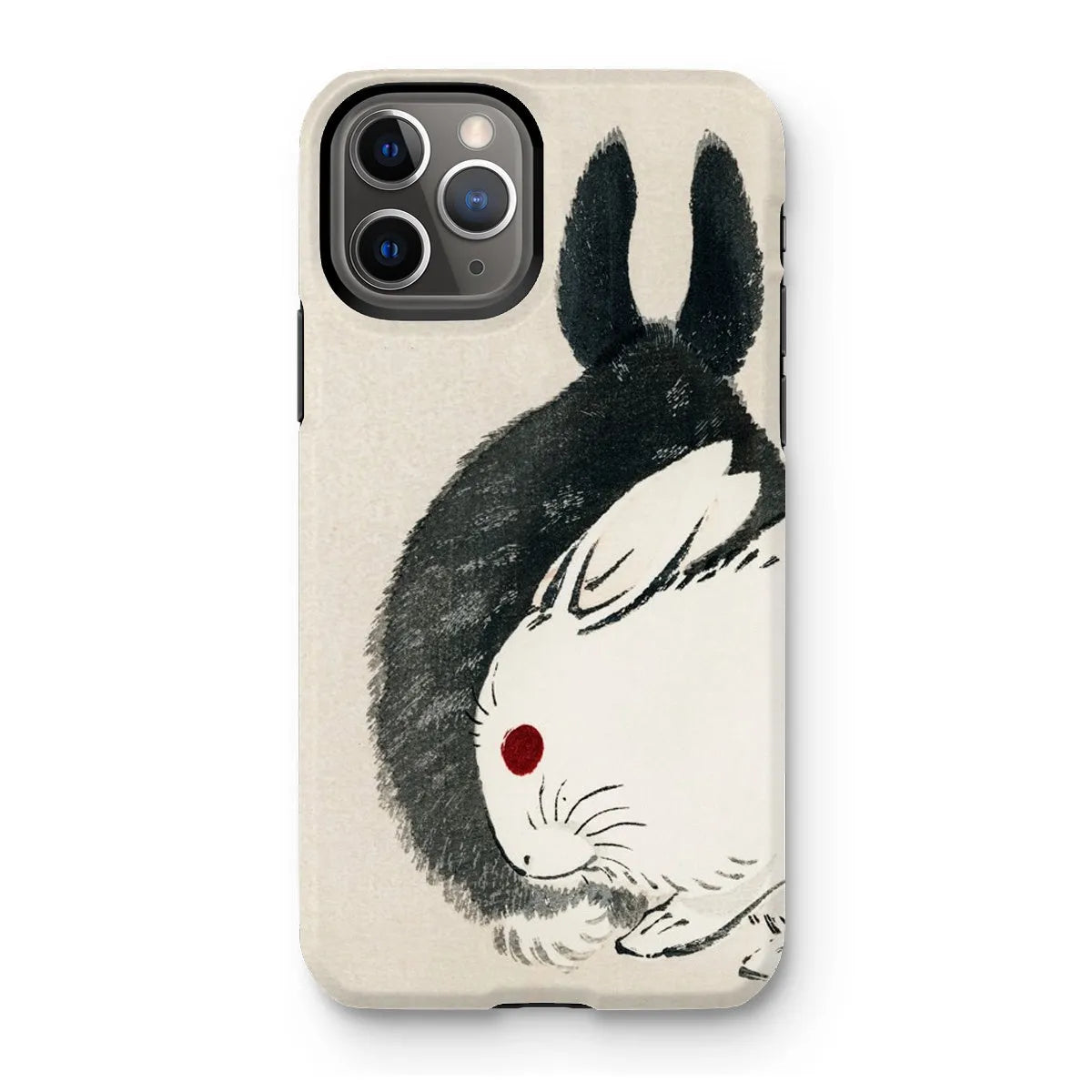 Rabbits - Black And White Meiji Art Phone Case - Kōno Bairei - Iphone 11 Pro / Matte - Mobile Phone Cases - Aesthetic