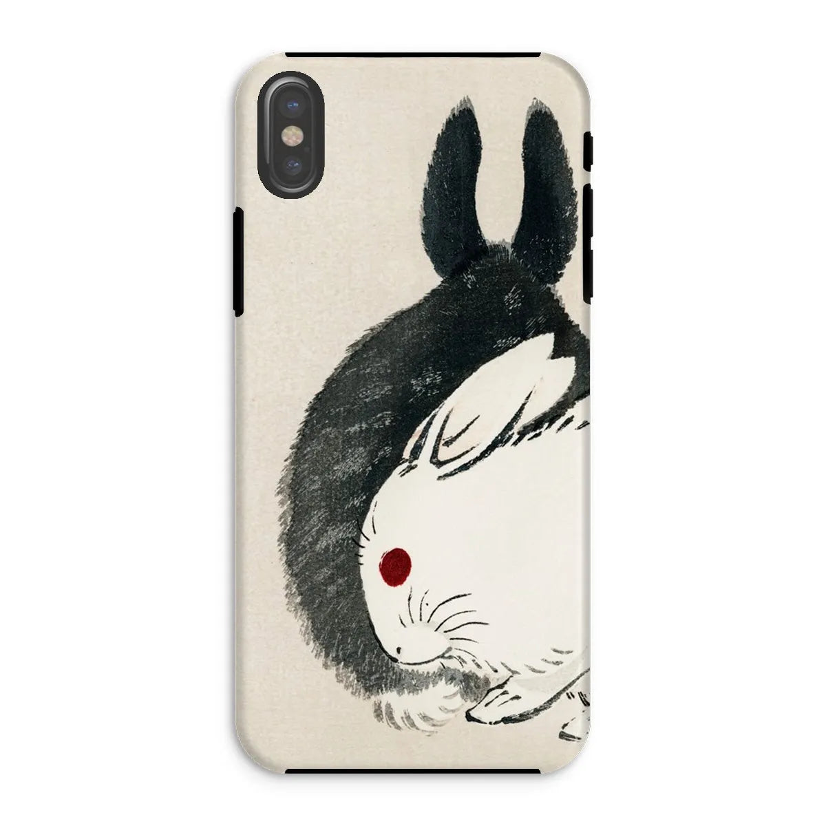 Rabbits - Black And White Meiji Art Phone Case - Kōno Bairei - Iphone Xs / Matte - Mobile Phone Cases - Aesthetic Art