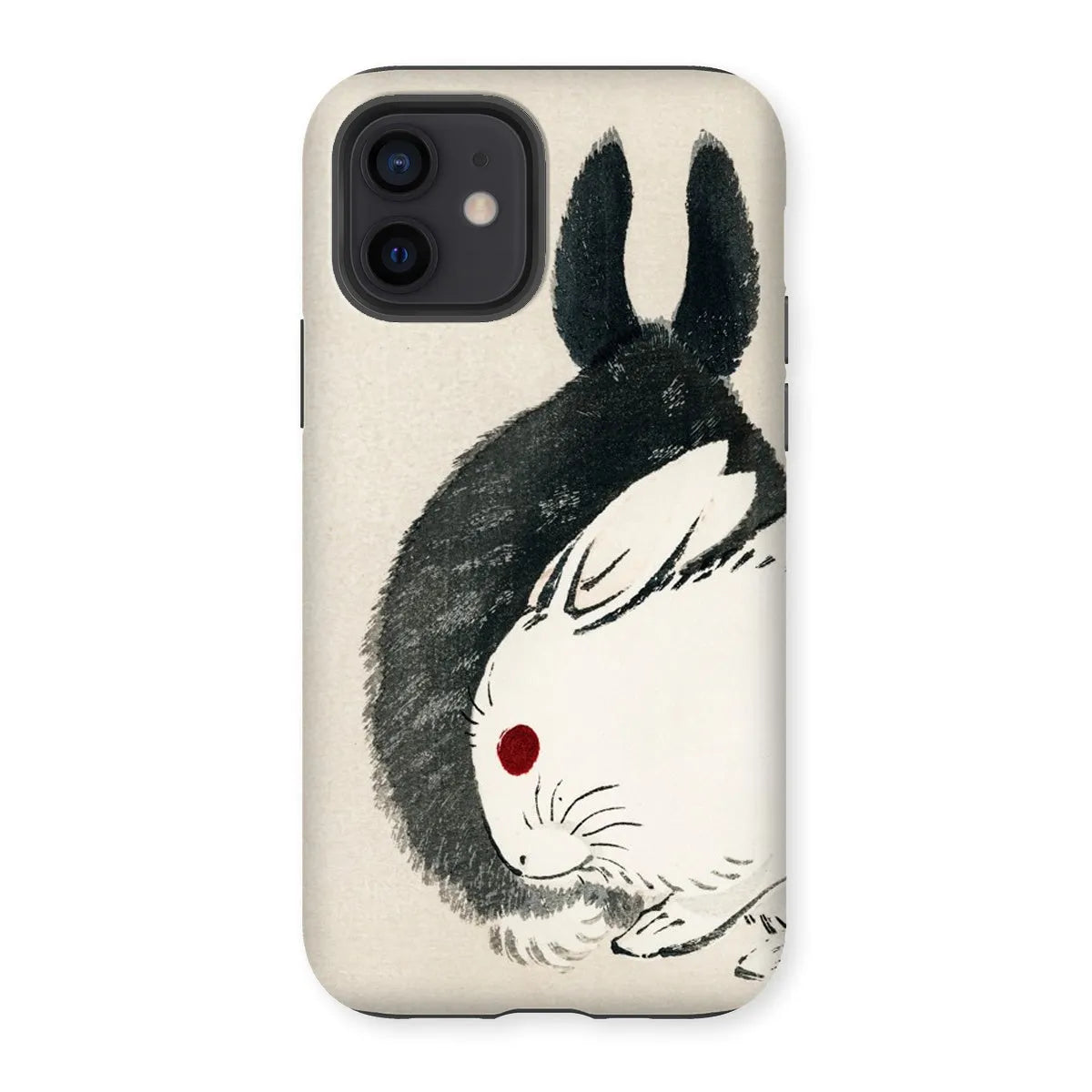 Rabbits - Black And White Meiji Art Phone Case - Kōno Bairei - Iphone 12 / Matte - Mobile Phone Cases - Aesthetic Art