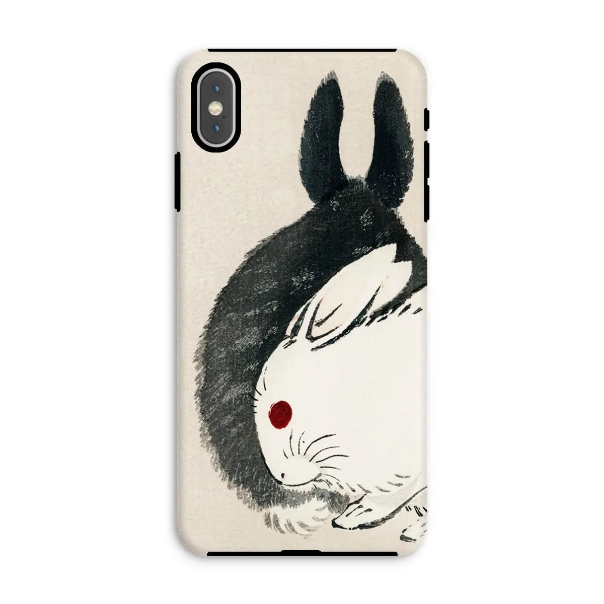Rabbits - Black And White Meiji Art Phone Case - Kōno Bairei - Iphone Xs Max / Matte - Mobile Phone Cases - Aesthetic