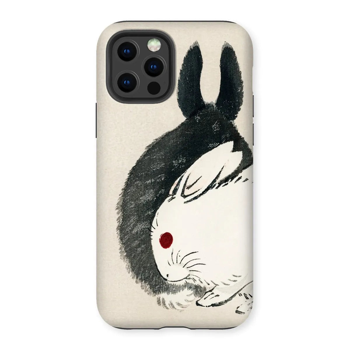 Rabbits - Black And White Meiji Art Phone Case - Kōno Bairei - Iphone 12 Pro / Matte - Mobile Phone Cases - Aesthetic