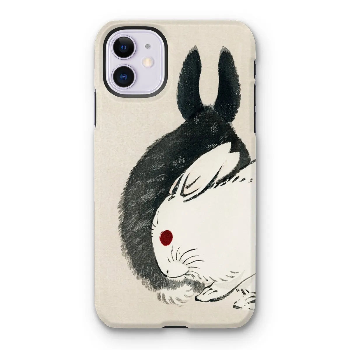 Rabbits - Black And White Meiji Art Phone Case - Kōno Bairei - Iphone 11 / Matte - Mobile Phone Cases - Aesthetic Art