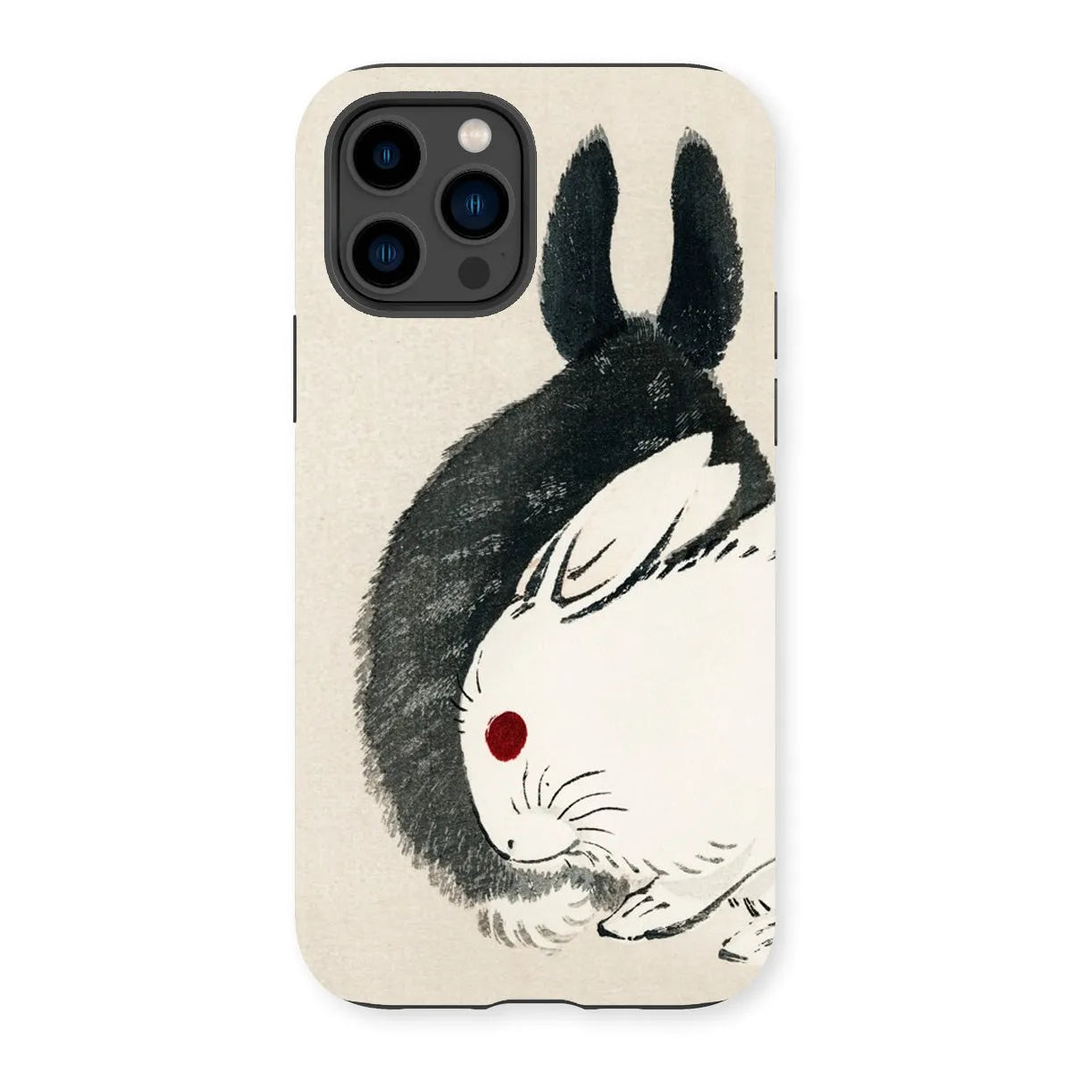 Rabbits - Black And White Meiji Art Phone Case - Kōno Bairei - Iphone 14 Pro / Matte - Mobile Phone Cases - Aesthetic