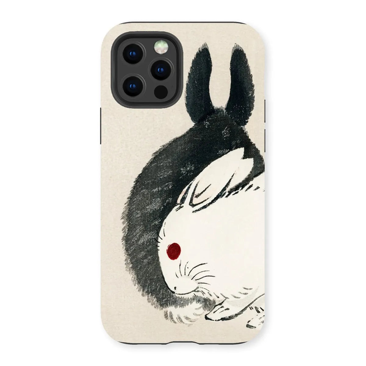Rabbits - Black And White Meiji Art Phone Case - Kōno Bairei - Iphone 13 Pro / Matte - Mobile Phone Cases - Aesthetic