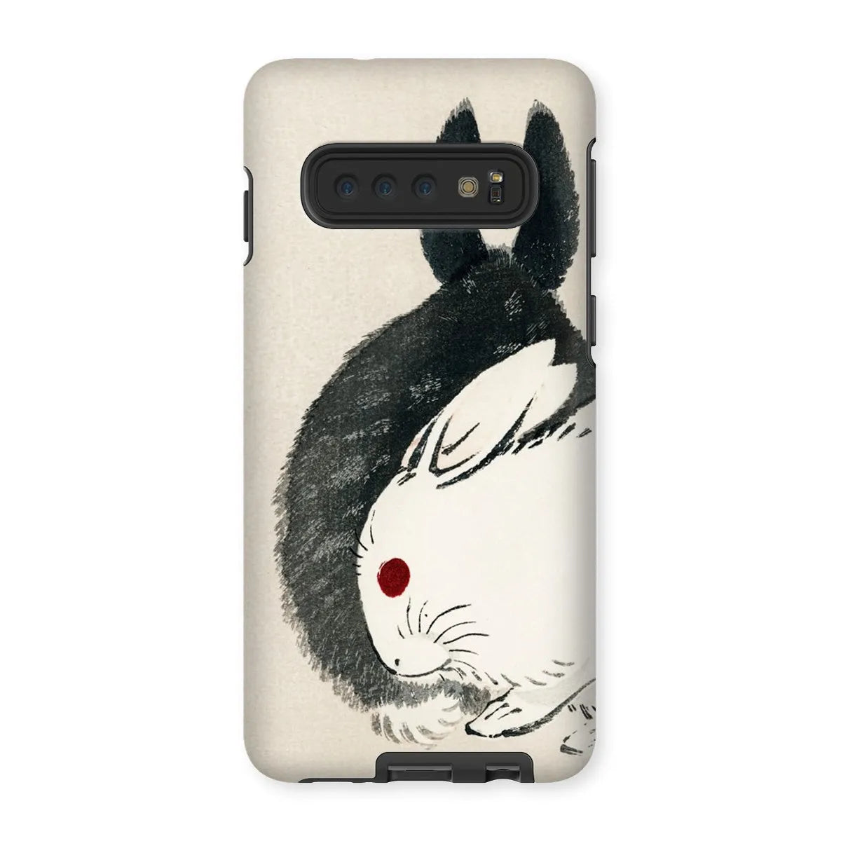 Rabbits - Black And White Meiji Art Phone Case - Kōno Bairei - Samsung Galaxy S10 / Matte - Mobile Phone Cases
