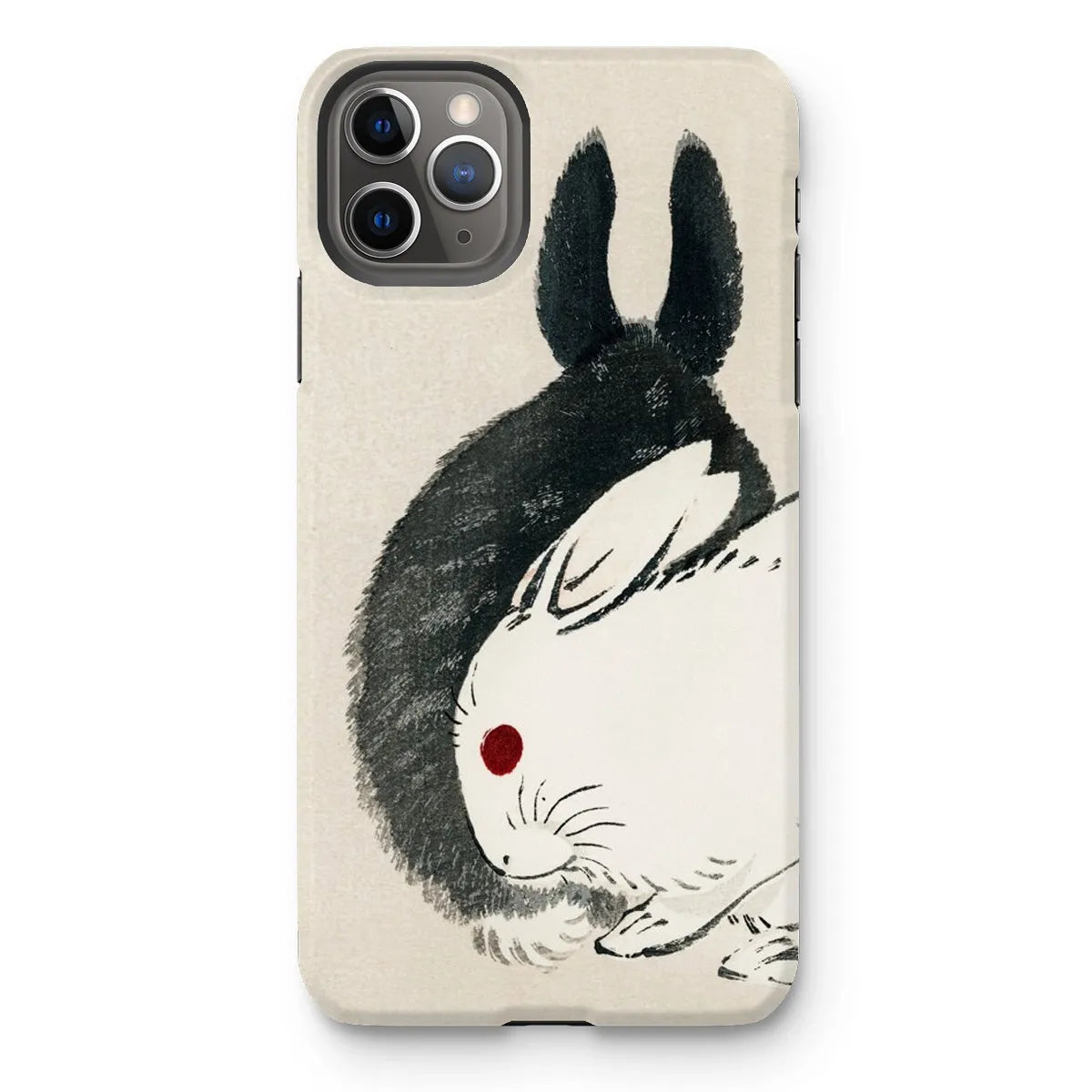 Rabbits - Black And White Meiji Art Phone Case - Kōno Bairei - Iphone 11 Pro Max / Matte - Mobile Phone Cases