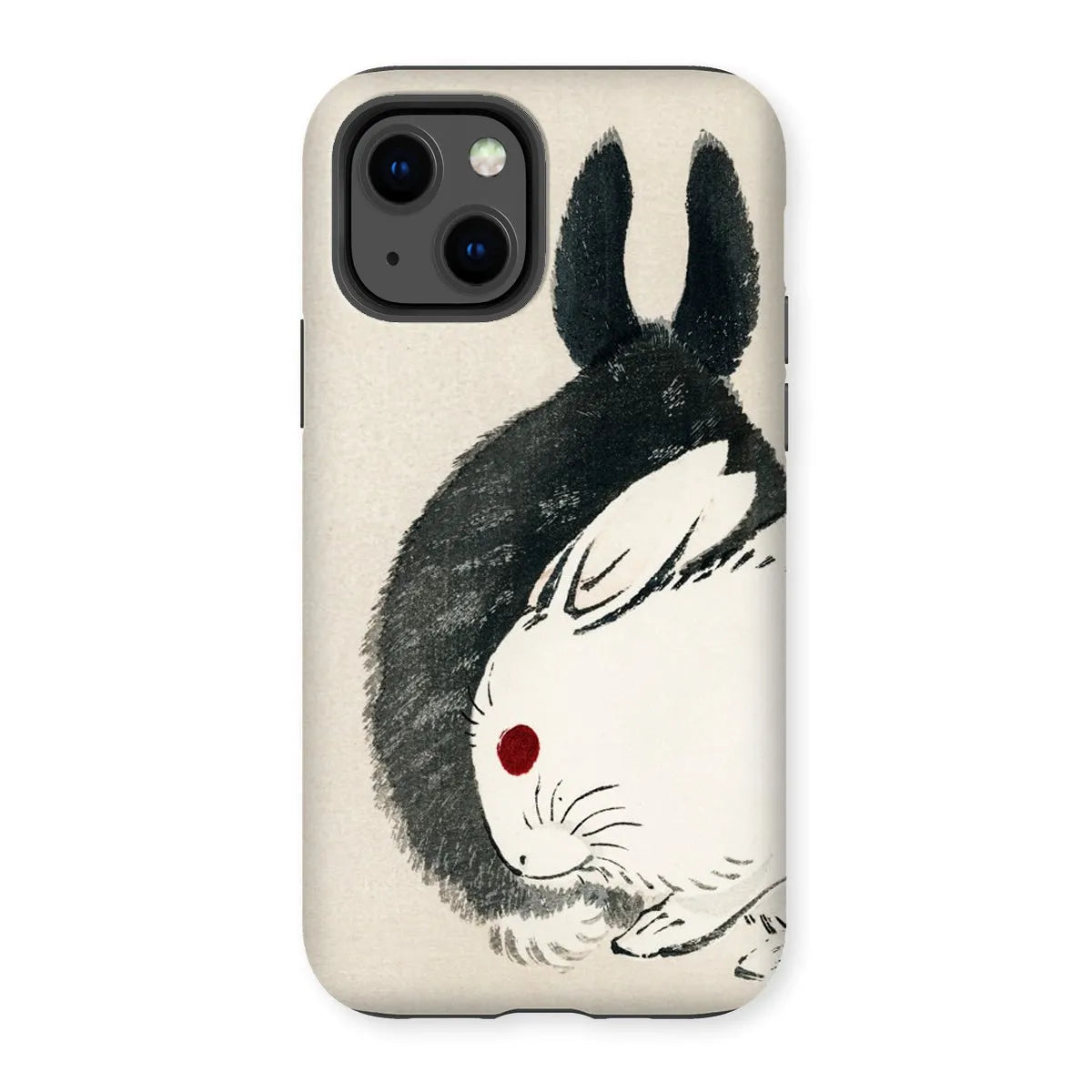 Rabbits - Black And White Meiji Art Phone Case - Kōno Bairei - Iphone 13 / Matte - Mobile Phone Cases - Aesthetic Art