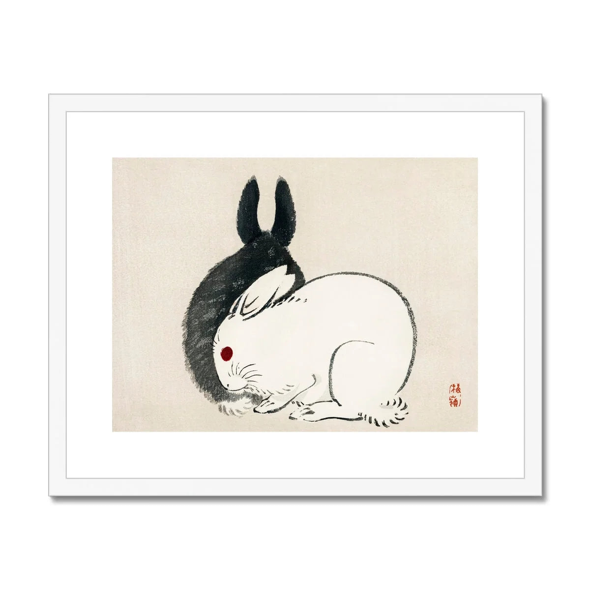 Rabbits - Kōno Bairei Kacho-e Art Print Posters Prints & Visual Artwork