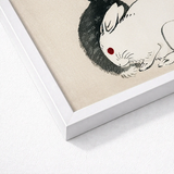 Framed Artwork Stylized Black-and-white Illustration Rabbit Red Dot Kono Bairei’s Black and White Rabbits, Meiji-era Japanese Artistry,