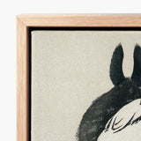Minimalist Black-and-white Canvas Print Totoro Light Wood Frame Kono Bairei’s Black and White Rabbits, Meiji-era Japanese Artistry, Melding