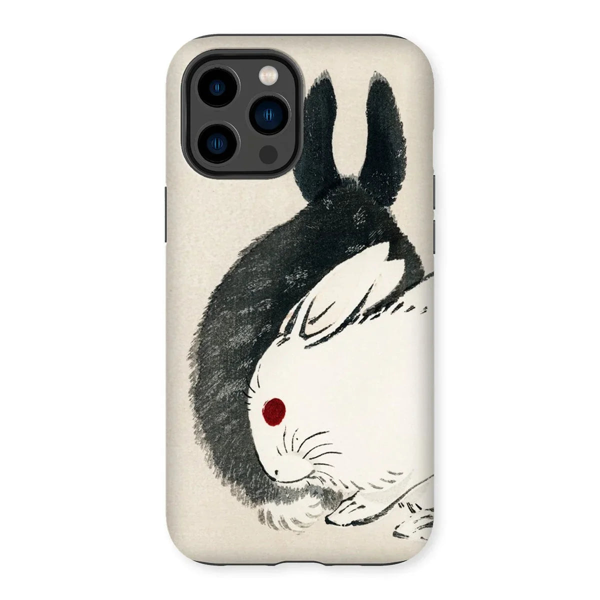 Rabbits - Kōno Bairei Meiji Era Iphone Case, 14 Pro Max / Matte, Kite-733640520, Stylized Black White Rabbit Red Eye