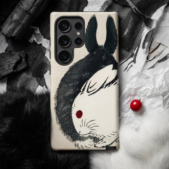 Rabbits - Kono Bairei Meiji Era Phone Case Cream-colored Phone Case Black-and-white Ink-style Illustration Rabbit Red Kono Bairei’s Black,