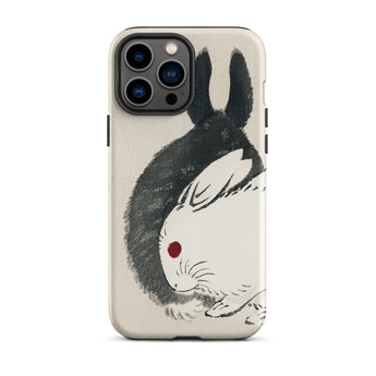 Rabbits - Kono Bairei Meiji Era Phone Case Phone Case Rabbit Design Kono Bairei’s Black, White Rabbits Iphone, Bridging Meiji-era