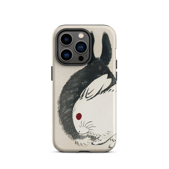 Rabbits - Kono Bairei Meiji Era Phone Case Phone Case Rabbit Design Kono Bairei’s Black, White Rabbits Iphone, Bridging Meiji-era