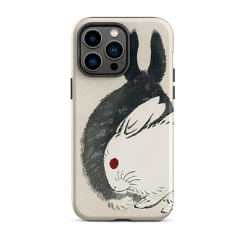 Rabbits - Kono Bairei Meiji Era Phone Case Iphone Case Rabbit Design Kono Bairei’s Black, White Rabbits Iphone, Bridging Meiji-era