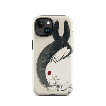 Rabbits - Kono Bairei Meiji Era Phone Case Phone Case Rabbit Design Kono Bairei’s Black, White Rabbits Iphone, Bridging Meiji-era