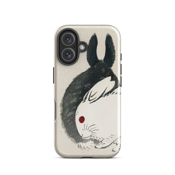 Rabbits - Kono Bairei Meiji Era Phone Case Phone Case Yin-yang Rabbit Design Kono Bairei’s Black, White Rabbits Iphone, Bridging Meiji-era