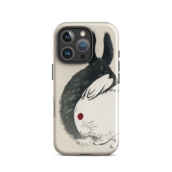 Rabbits - Kono Bairei Meiji Era Phone Case Phone Case Yin-yang Rabbit Design Kono Bairei’s Black, White Rabbits Iphone, Bridging Meiji-era