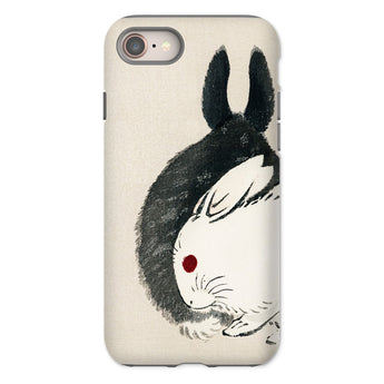Rabbits - Kono Bairei Meiji Era Phone Case Stylized Black White Rabbit Red Eye Curled Circular Kono Bairei’s Black, Rabbits Iphone,