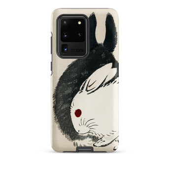 Rabbits - Kono Bairei Meiji Era Phone Case Black White Illustrated Rabbit Phone Case Red Dot Kono Bairei’s Black, Rabbits Iphone, Bridging
