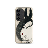 Rabbits - Kono Bairei Meiji Era Phone Case Black White Illustrated Rabbit Phone Case Red Dot Kono Bairei’s Black, Rabbits Iphone, Bridging