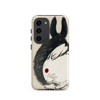Rabbits - Kono Bairei Meiji Era Phone Case Black White Illustrated Rabbit Phone Case Red Dot Kono Bairei’s Black, Rabbits Iphone, Bridging