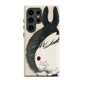 Rabbits - Kono Bairei Meiji Era Phone Case Sleek Black White Rabbit-themed Phone Case Minimalist Ink-wash Kono Bairei’s Black, Rabbits
