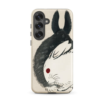 Rabbits - Kono Bairei Meiji Era Phone Case Black White Ink-style Rabbit Phone Case Red Dot Kono Bairei’s Black, Rabbits Iphone, Bridging