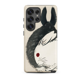 Rabbits - Kono Bairei Meiji Era Phone Case Black White Illustrated Rabbit Phone Case Red Dot Kono Bairei’s Black, Rabbits Iphone, Bridging
