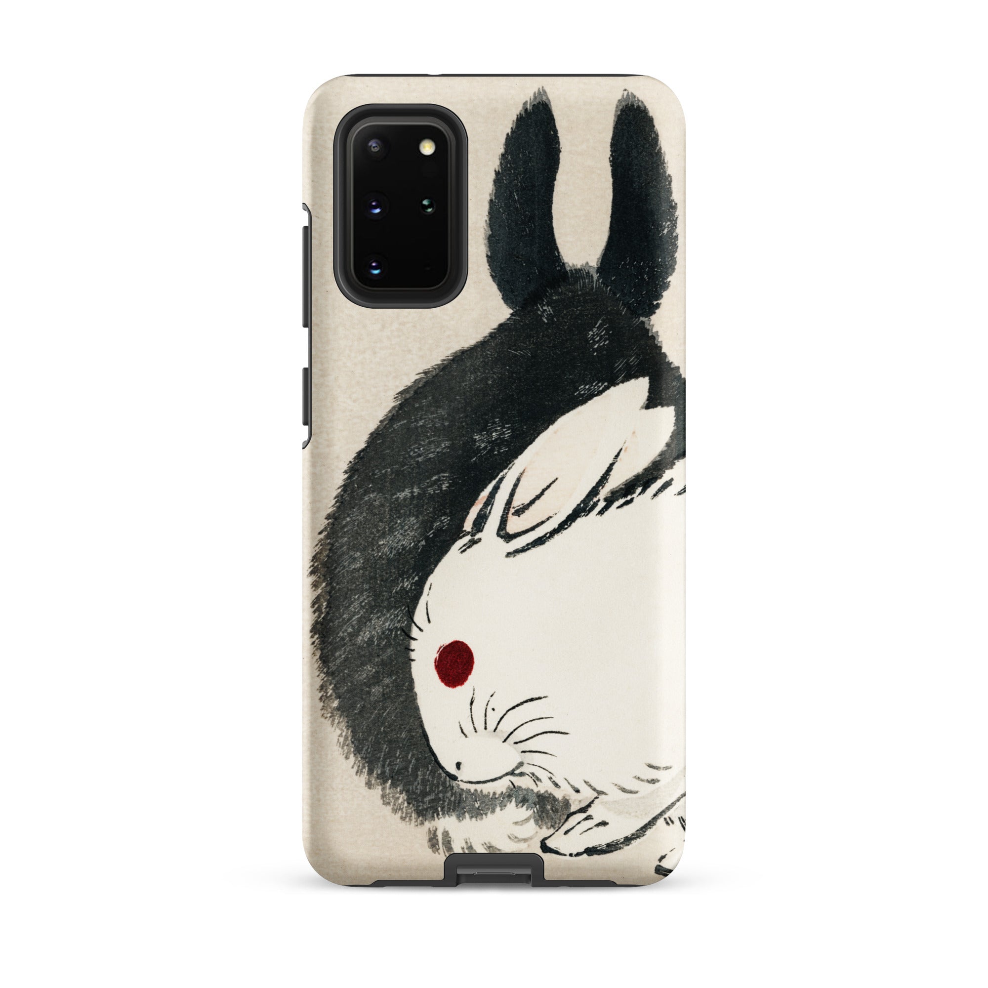 Rabbits Kōno Bairei Meiji Era Samsung Case, Galaxy S20 Plus / Matte, Phone Case Black White Rabbit Illustration