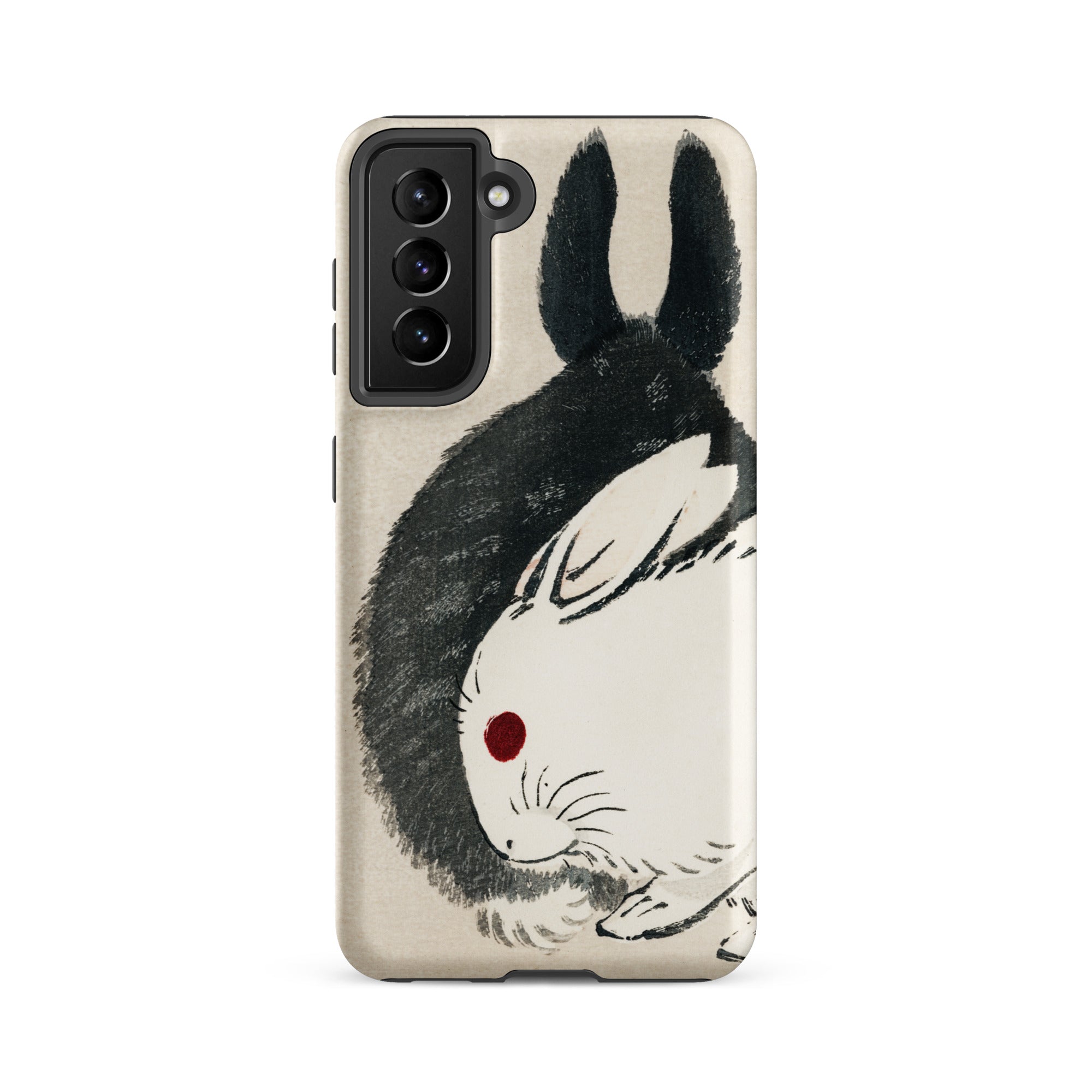 Rabbits Kōno Bairei Meiji Era Samsung Case, Galaxy S21 Fe / Matte, Smartphone Case Yin Yang Design Black Rabbit White