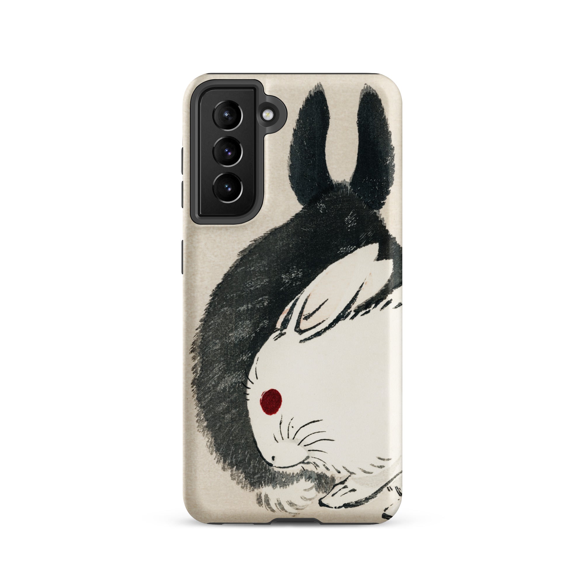 Rabbits Kōno Bairei Meiji Era Samsung Case, Galaxy S21 / Matte, Phone Case Illustration Two Rabbits Black White Red