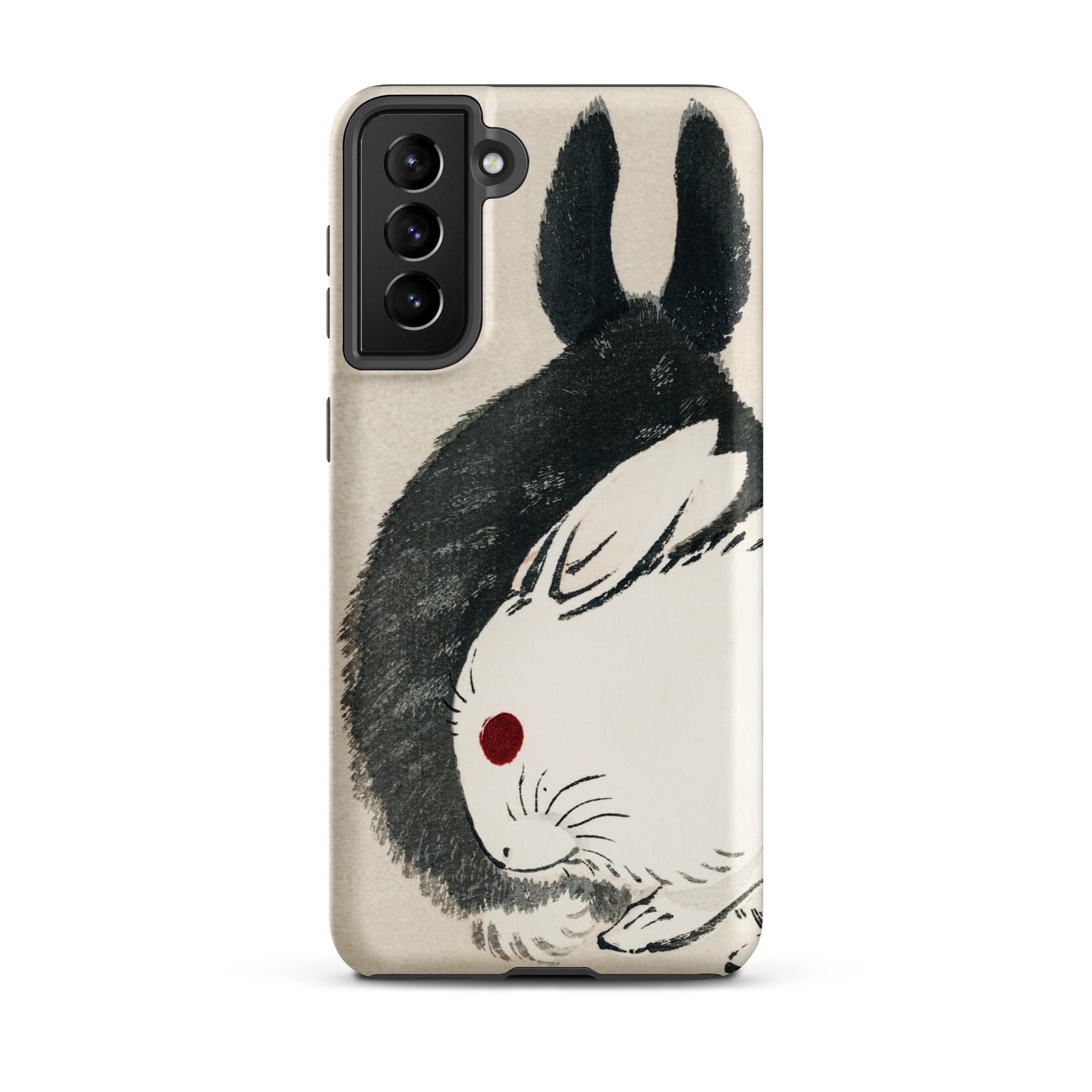 Rabbits Kōno Bairei Meiji Era Samsung Case, Galaxy S21 Plus / Matte, Phone Case Black White Rabbit Illustration