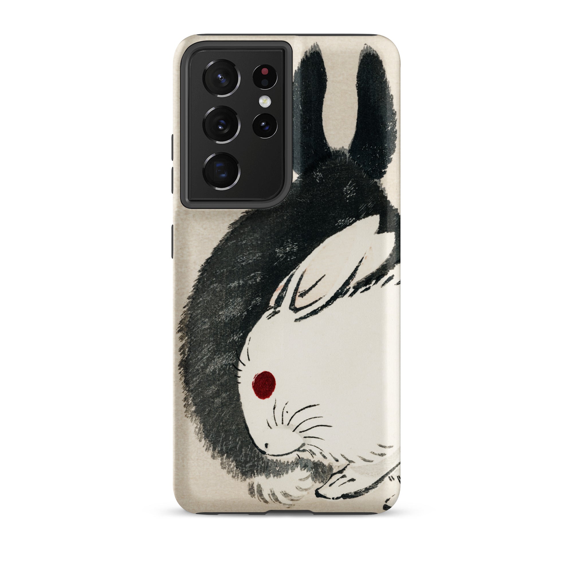 Rabbits Kōno Bairei Meiji Era Samsung Case, Galaxy S21 Ultra / Matte, Phone Case Black White Rabbit Design
