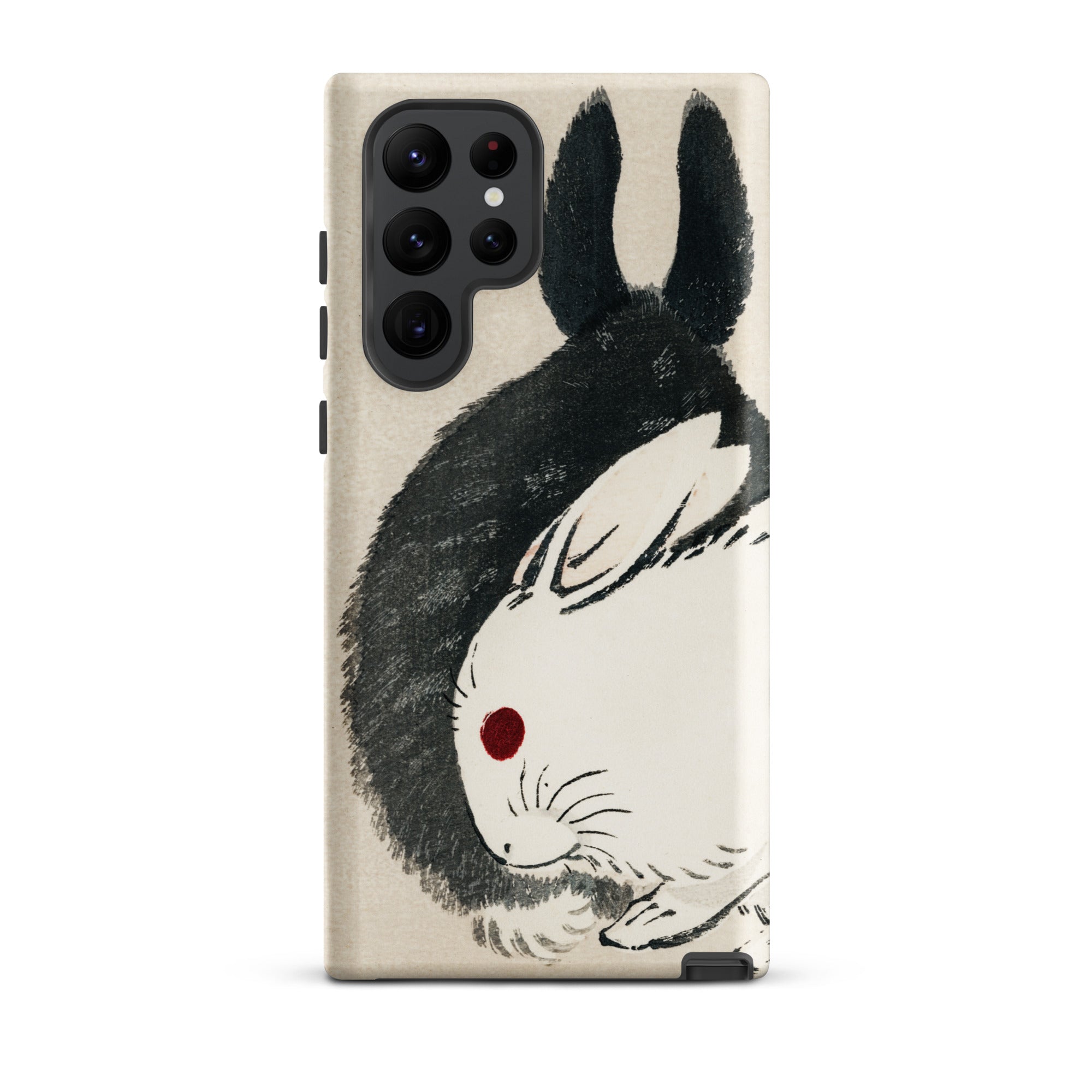 Rabbits Kōno Bairei Meiji Era Samsung Case, Galaxy S22 Ultra / Matte, Smartphone Case Illustration Black White Rabbit
