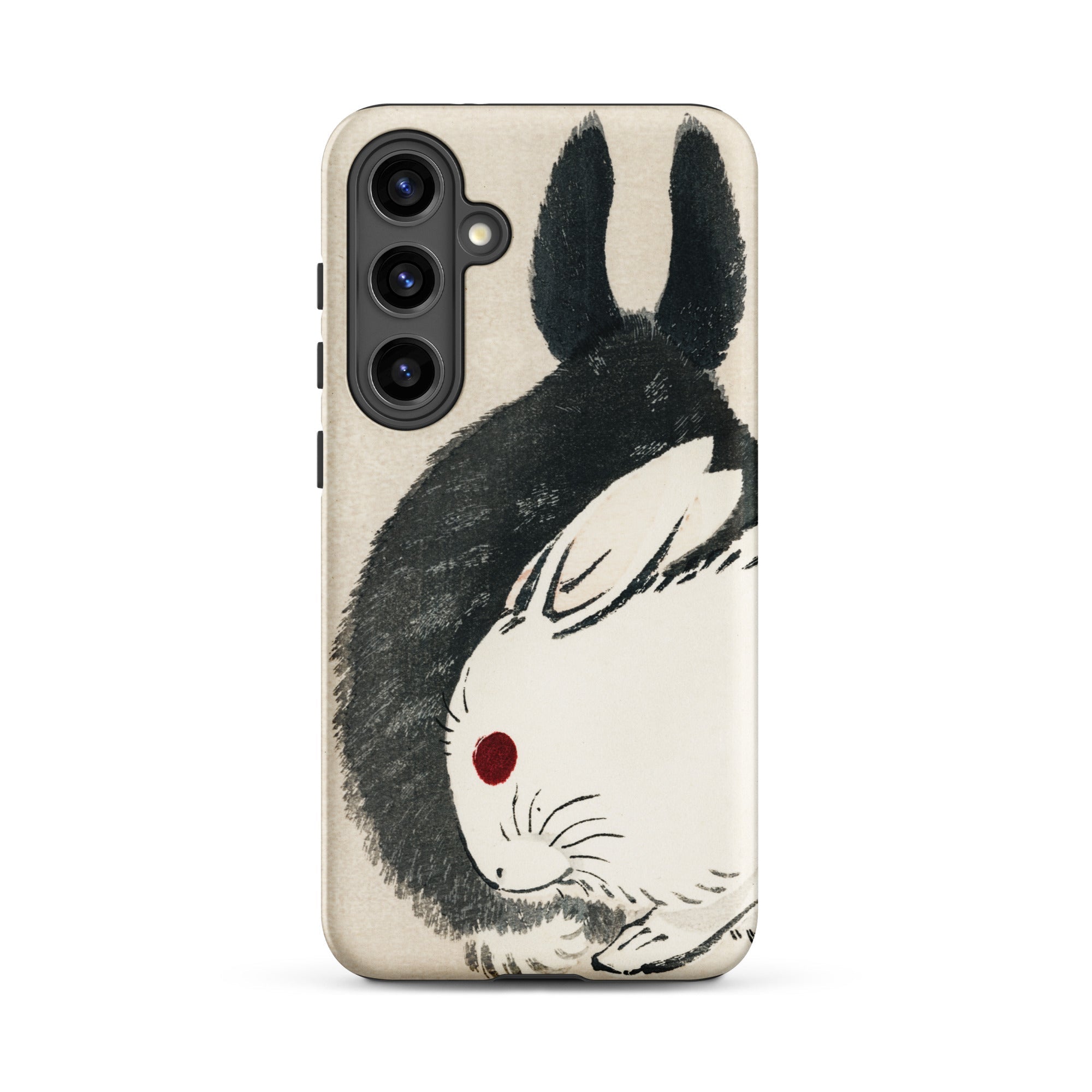 Rabbits Kōno Bairei Meiji Era Samsung Case, Galaxy S24 Plus / Matte, Phone Case Stylized Black White Rabbit Design