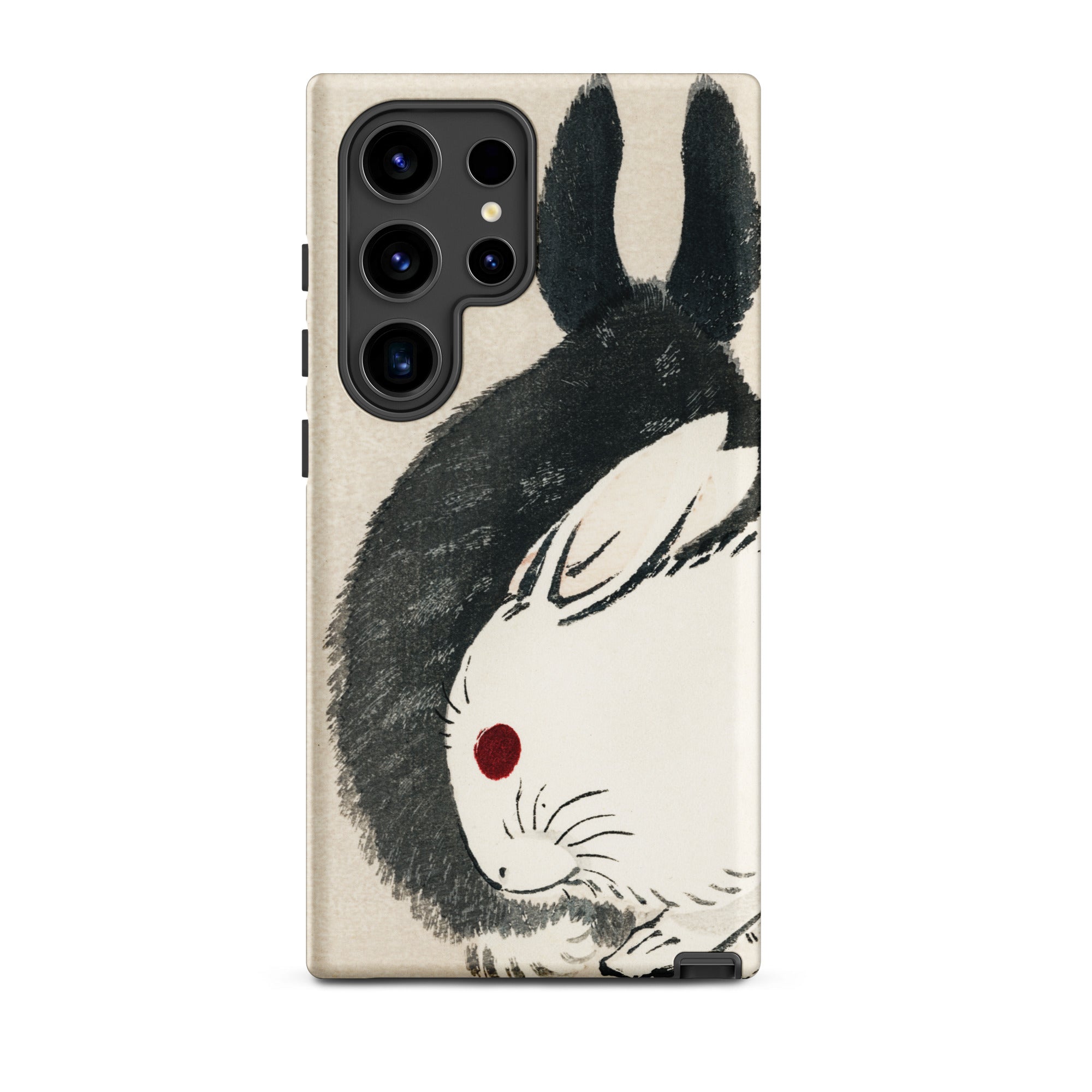 Rabbits Kōno Bairei Meiji Era Samsung Case, Galaxy S24 Ultra / Matte, Smartphone Case Black White Rabbit Illustration