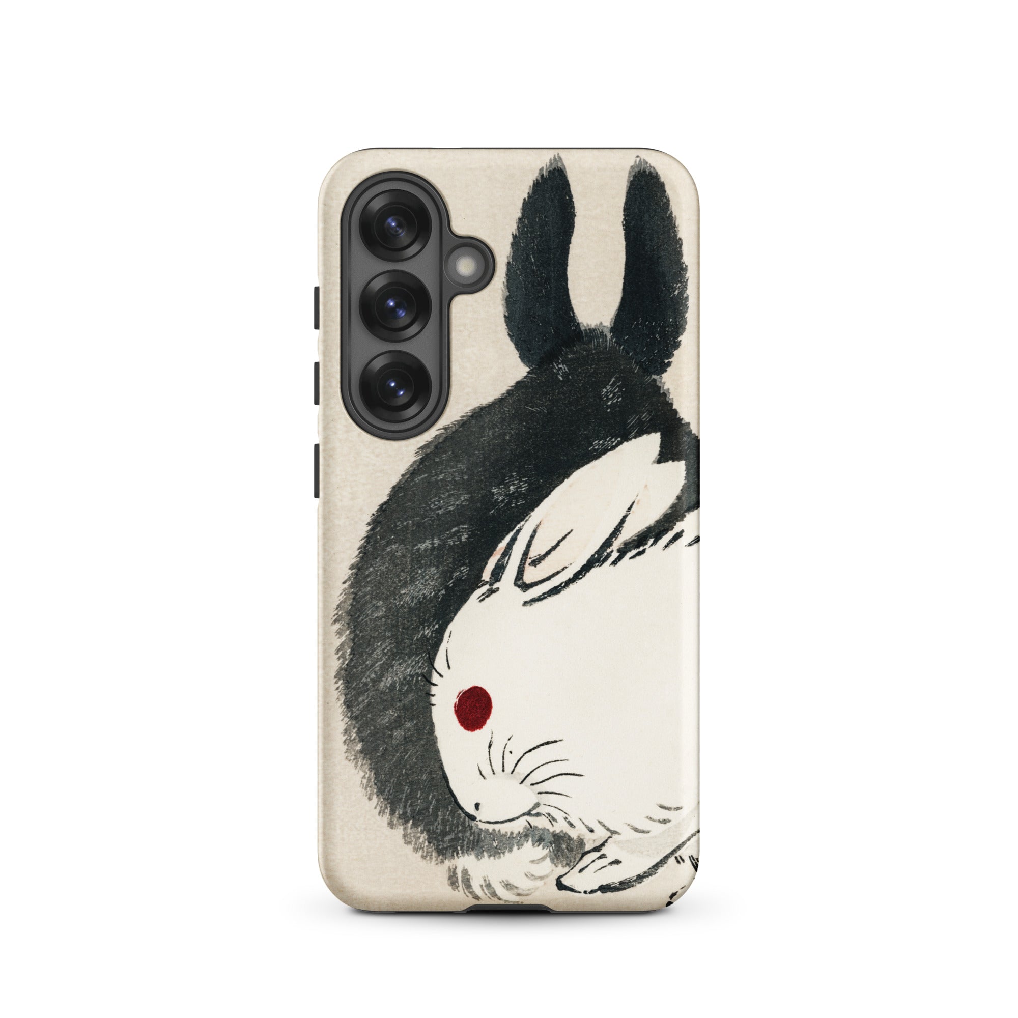 Rabbits Kōno Bairei Meiji Era Samsung Case, Galaxy S25 / Matte, Smartphone Case Black White Rabbit Design