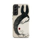 Rabbits Kōno Bairei Meiji Era Samsung Case, Phone Case Illustration Two Rabbits Black White Arranged