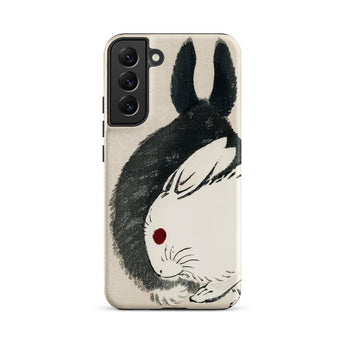 Rabbits - Kōno Bairei Meiji Era Samsung Case, Phone Case Illustration Two Rabbits Black White Arranged